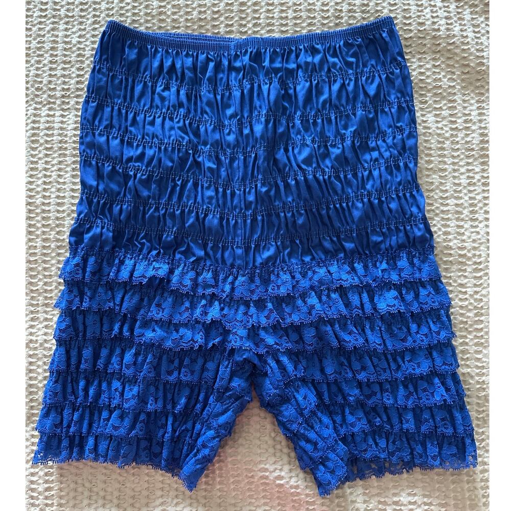 Vintage Malco Modes San Francisco Ruffle Bloomers Blue Lace Pettipants -‎ Size M